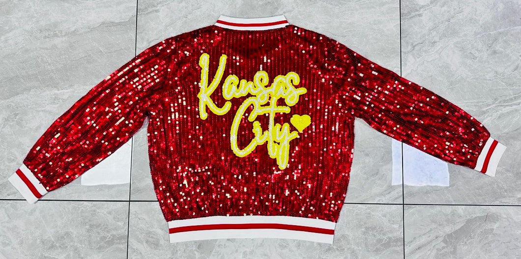 CHIEFS Sequin Bomber Jacket