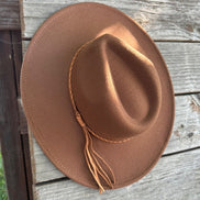 Wide Brim Felt Hat w/Braided Rope Band