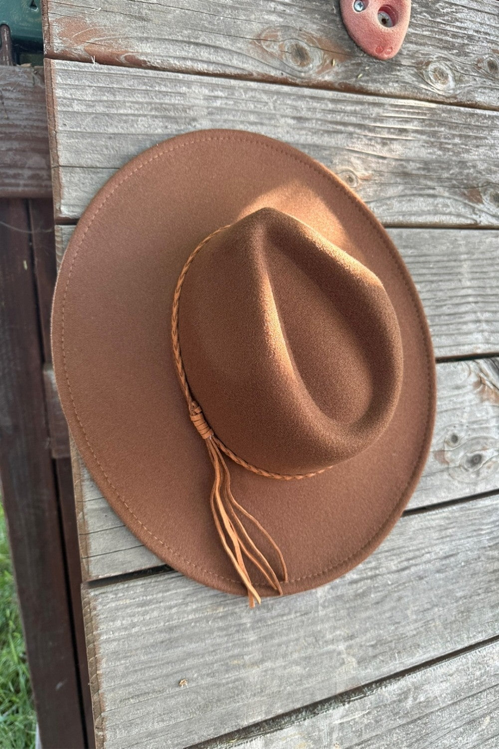 Wide Brim Felt Hat w/Braided Rope Band