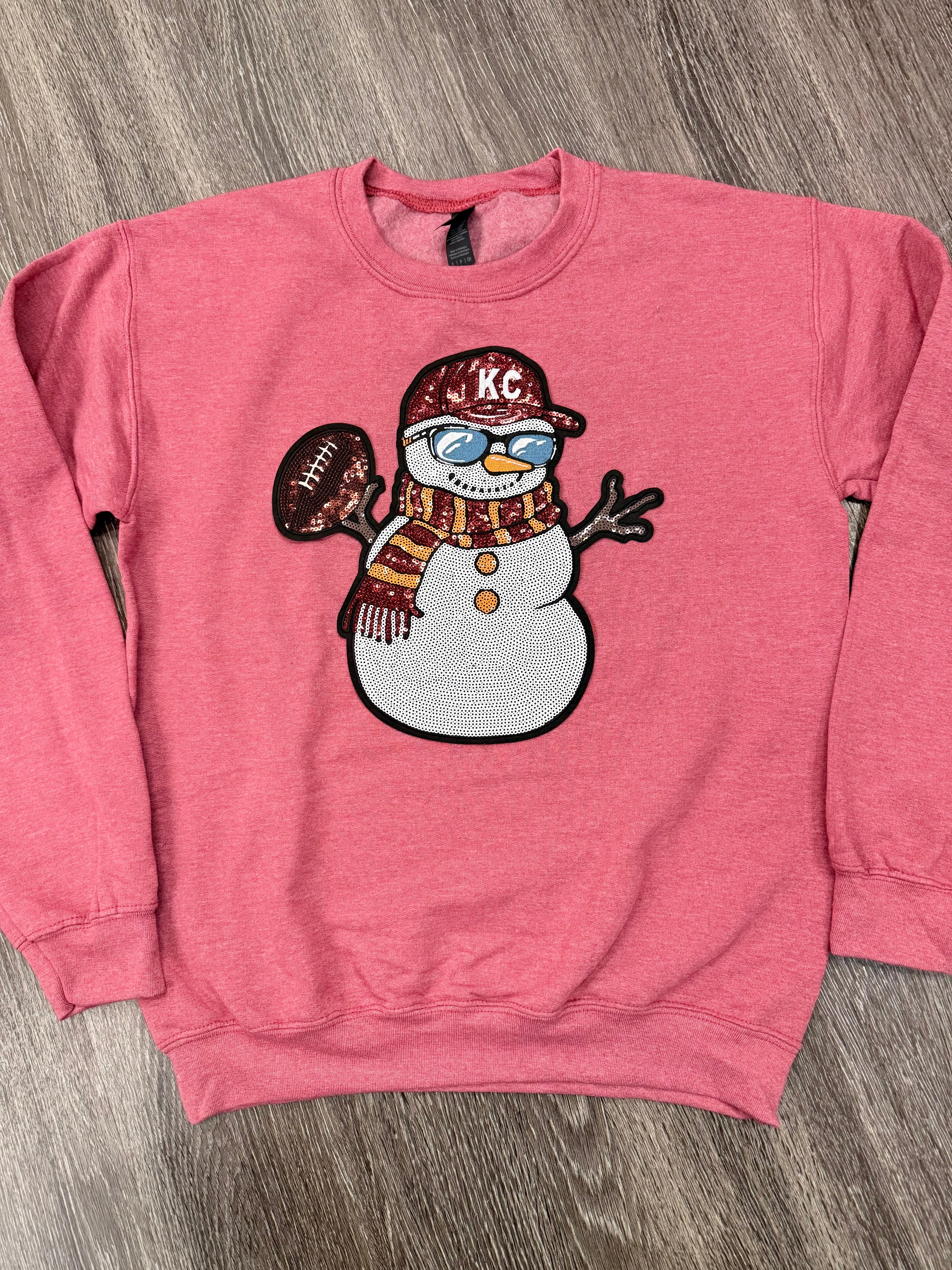 Sequin Holiday Snowman Chiefs Sweatshirt
