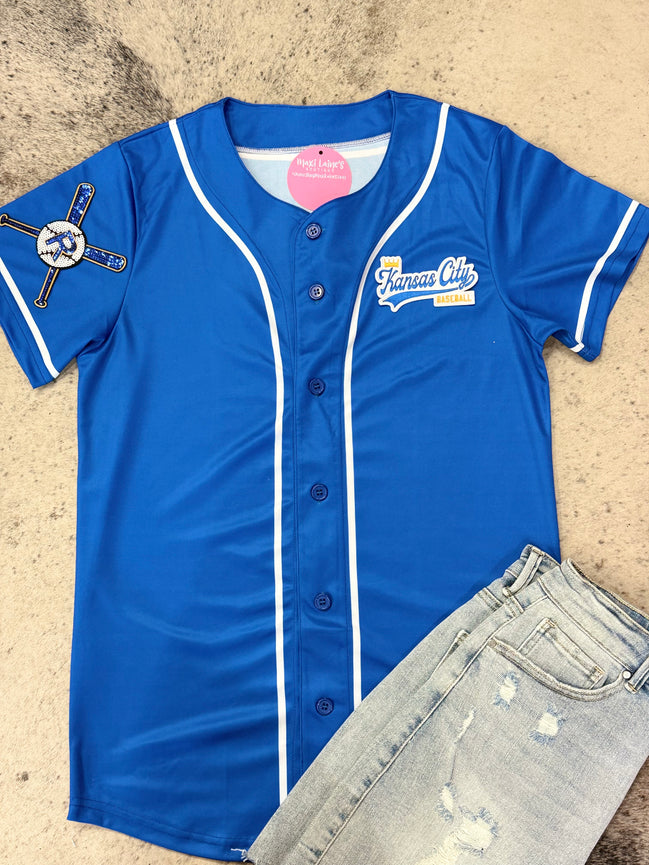 KC Baseball Royals Jersey w Chenille KC
