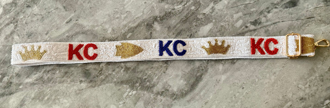 KC Combo Chiefs/Royals Adjustable Sequin and Bead Purse Strap