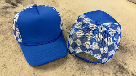 Checkered Trucker Hat (blue)