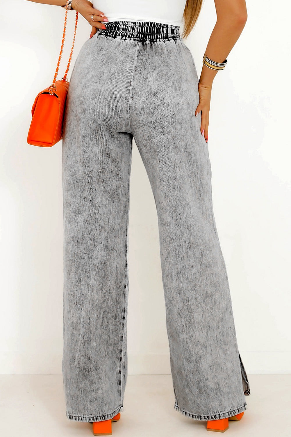 Wide Leg Drawstring Jeans