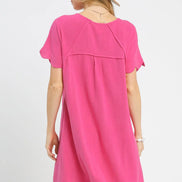 Scalloped Hem Flowy Linen Dress