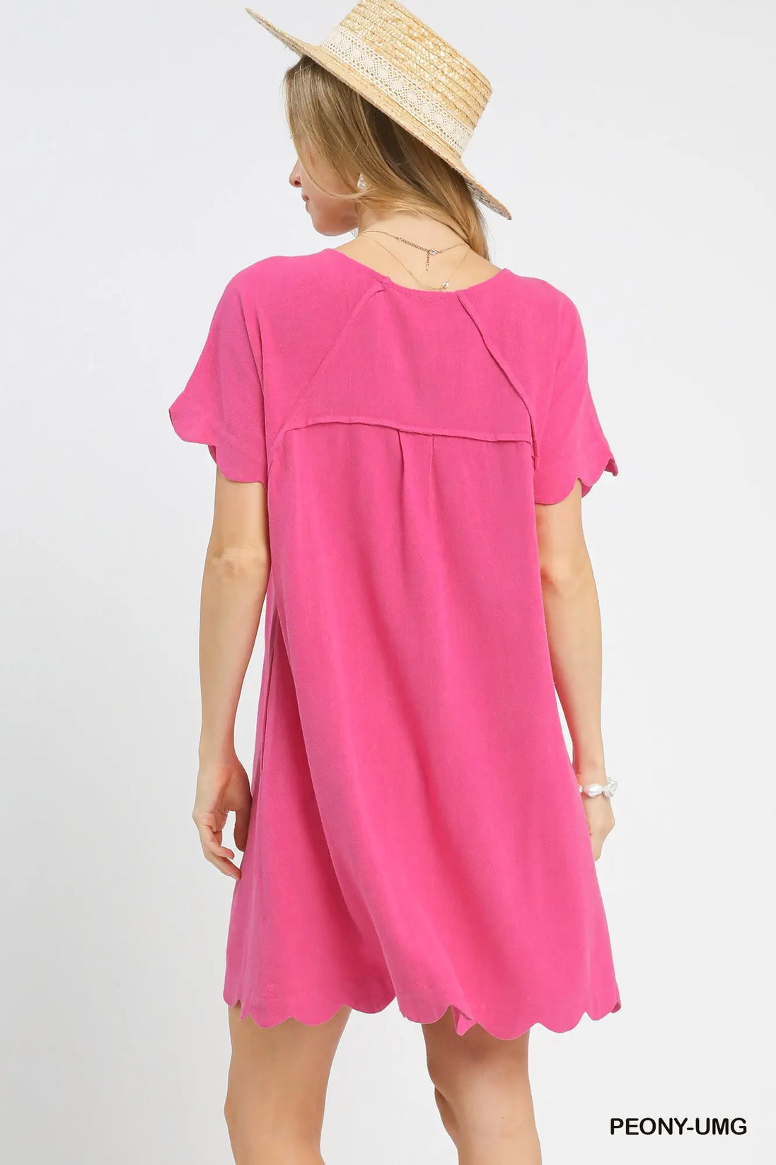 Scalloped Hem Flowy Linen Dress