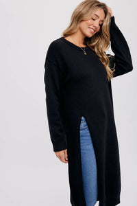 HIGH SLIT LONGLINE PULLOVER