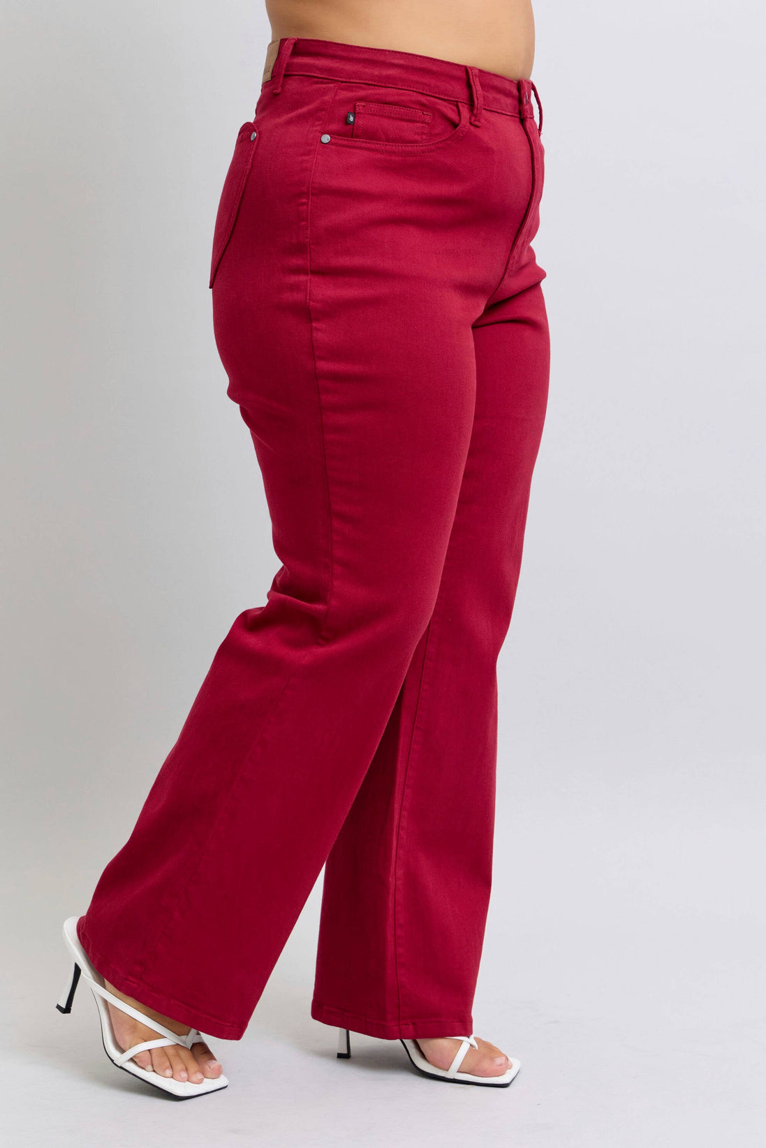 JUDY BLUE Heart Shaped Back Pockets High Waisted 90's Straight- PLUS