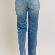 JUDY BLUE High Waisted Vintage Wash Front Seam & Slit Straight