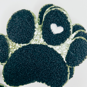 4" Paw Print with Embroidery heart detail - Chenille Patch