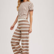 STRIPED KNIT SWEATER TOP AND BOTTOM SETS