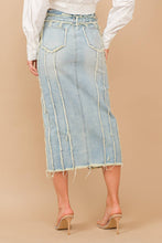 Load image into Gallery viewer, Distressed Seam Slit at Front Maxi Denim Skirt
