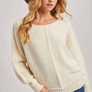 WIDE NECK OVERSIZED PULLOVER KNIT SWEATER