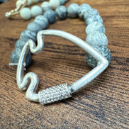 Bling Arrowhead Chunky Stone Stretch Bracelet: Map Jasper