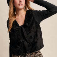 Reversible Tie-Front Fuzzy Vest