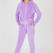 Girls Rib Velour Zip Jacket and Jogger - 2 Piece Set