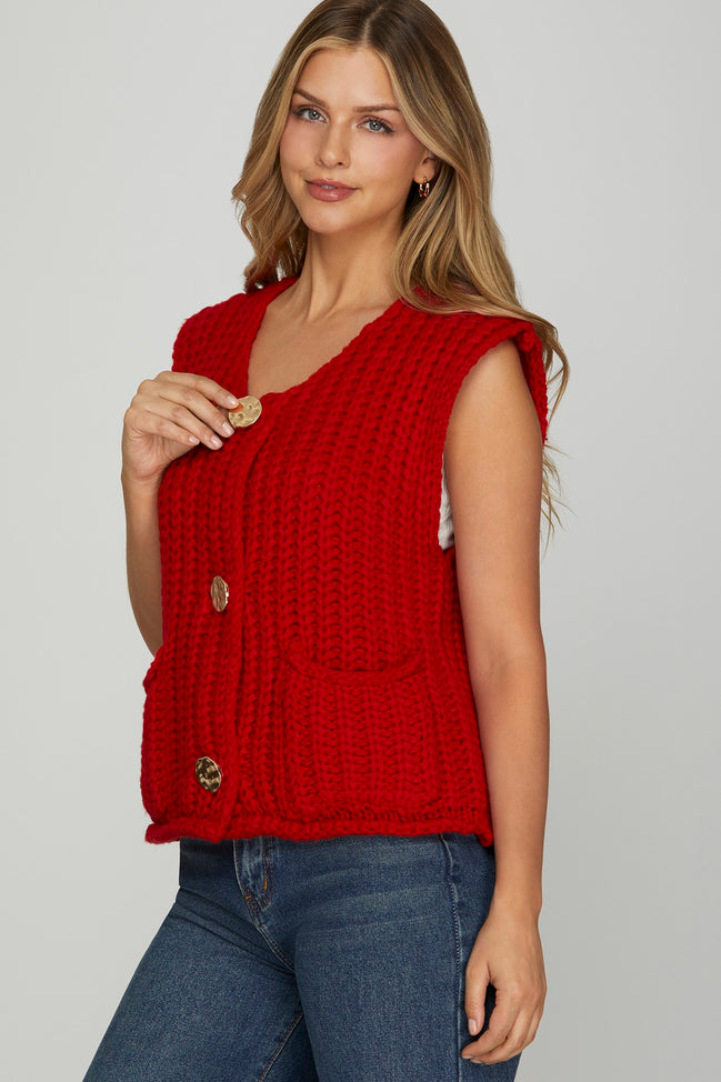 Chunky Sweater Vest Sleevless