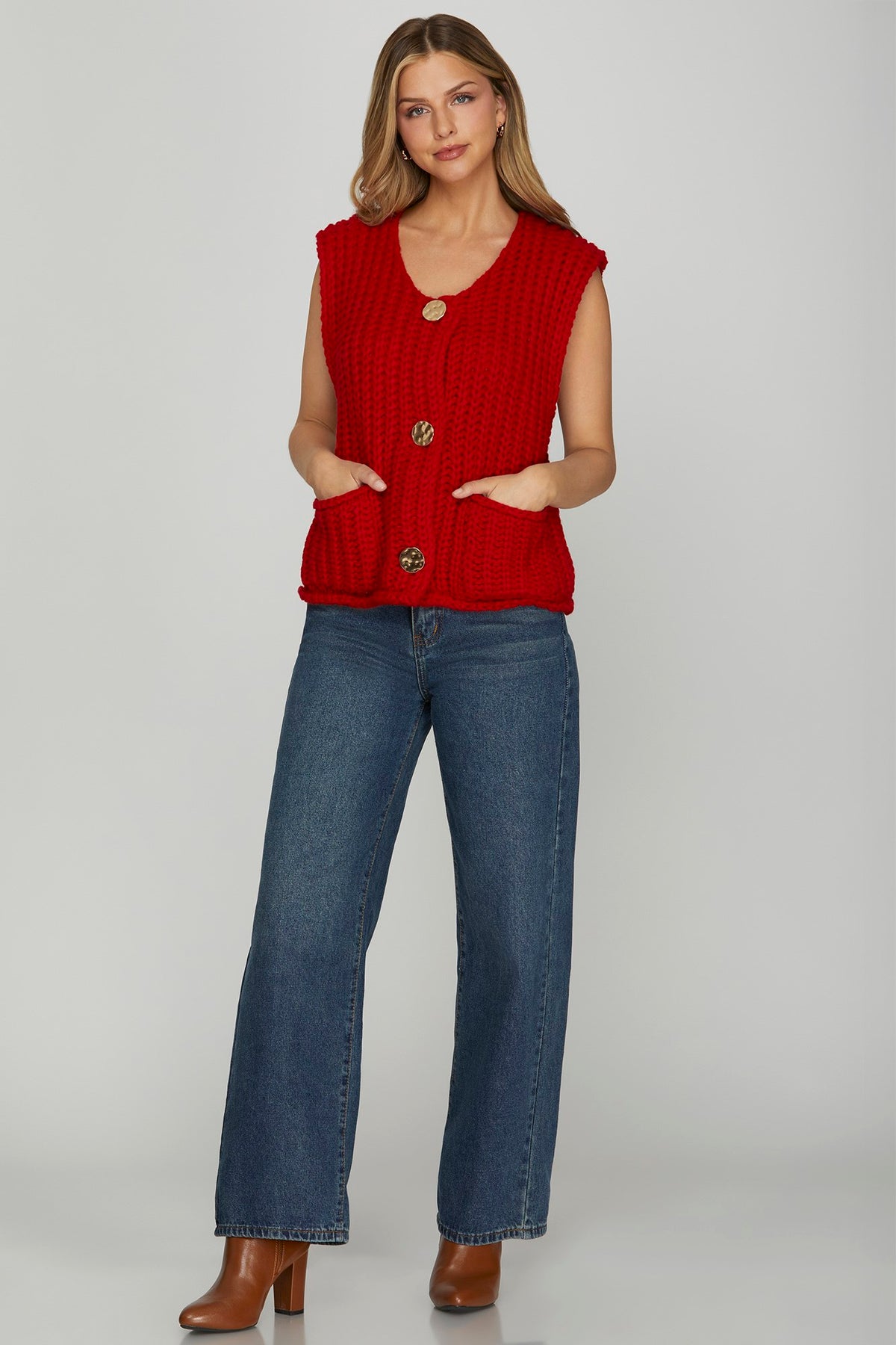 Chunky Sweater Vest Sleevless