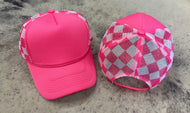 Checkered Trucker Hat (Pink)