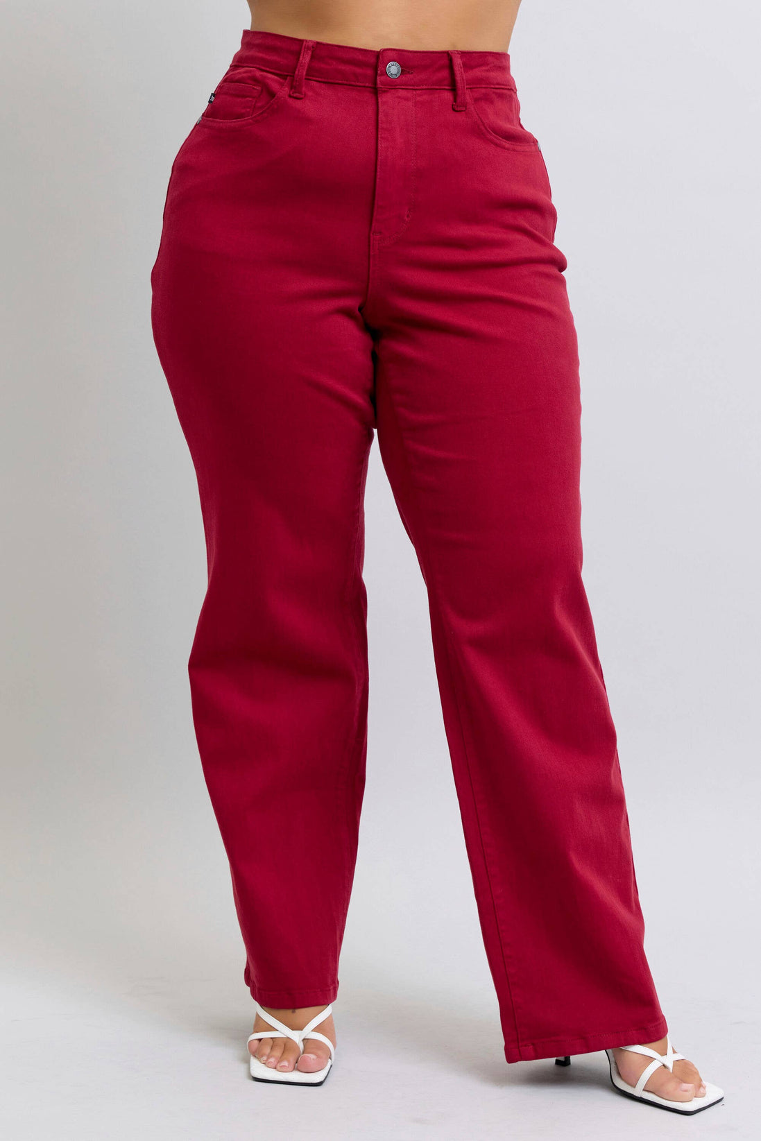 JUDY BLUE Heart Shaped Back Pockets High Waisted 90's Straight- PLUS