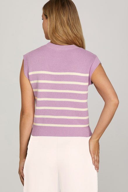 Sleeveless Striped Knit Top