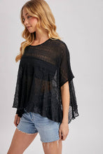Load image into Gallery viewer, SHEER ASYMMETRIC TEXTURED CAPE TOP
