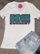 KC Star Current V-Neck Tee w/Sequin Patch