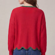 Contrast Scallop Hem Sweater