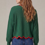 Contrast Scallop Hem Sweater