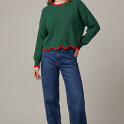 Contrast Scallop Hem Sweater