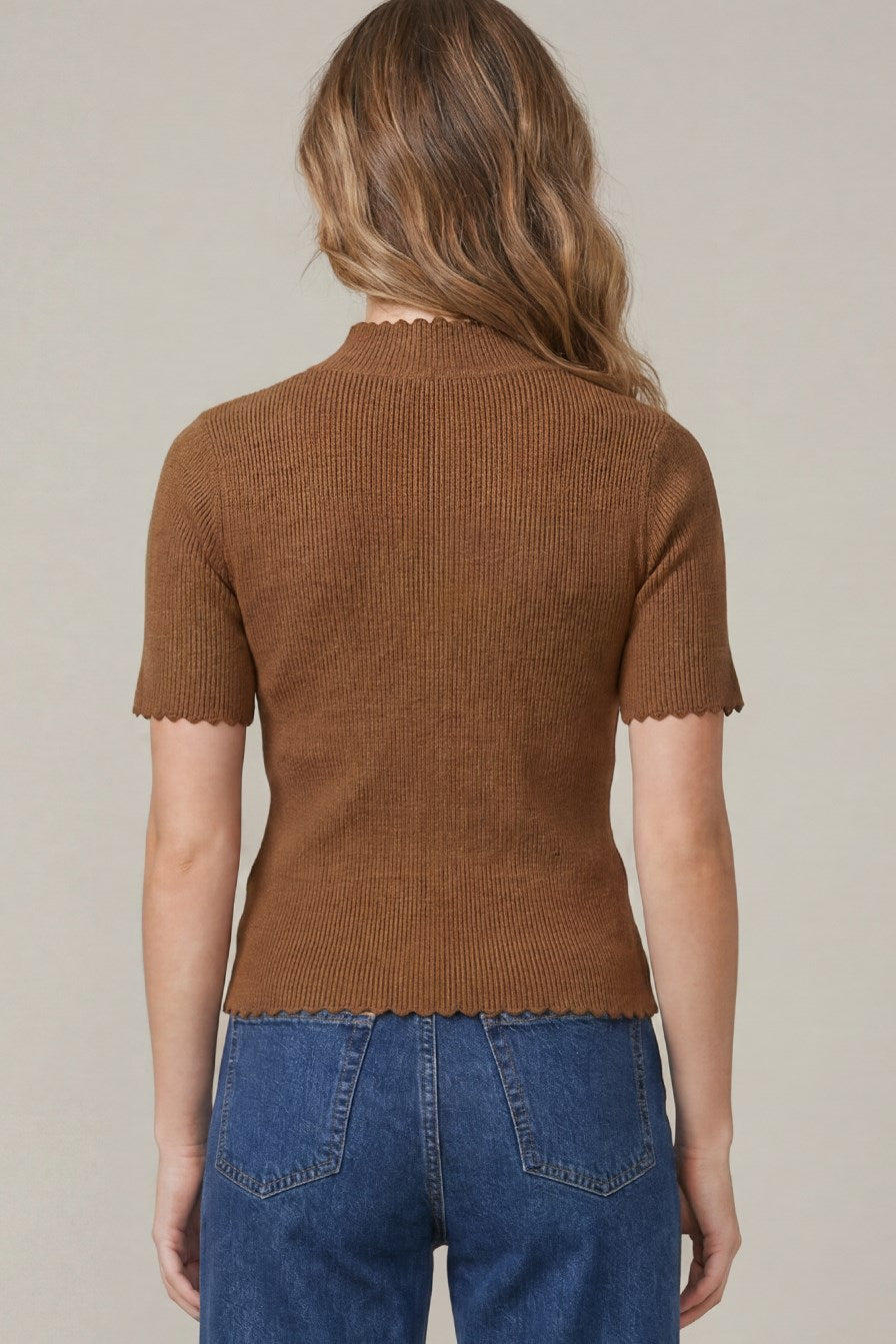 Short Sleeve Scallop Sweater
