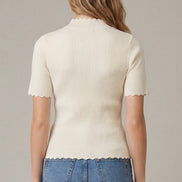 Short Sleeve Scallop Sweater