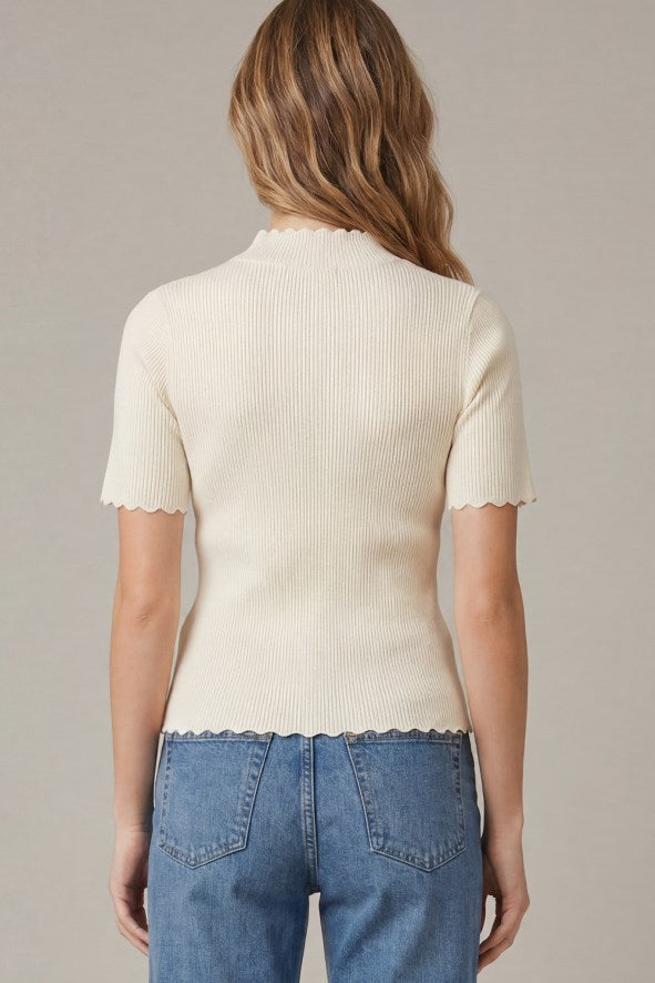 Short Sleeve Scallop Sweater
