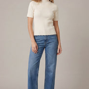Short Sleeve Scallop Sweater