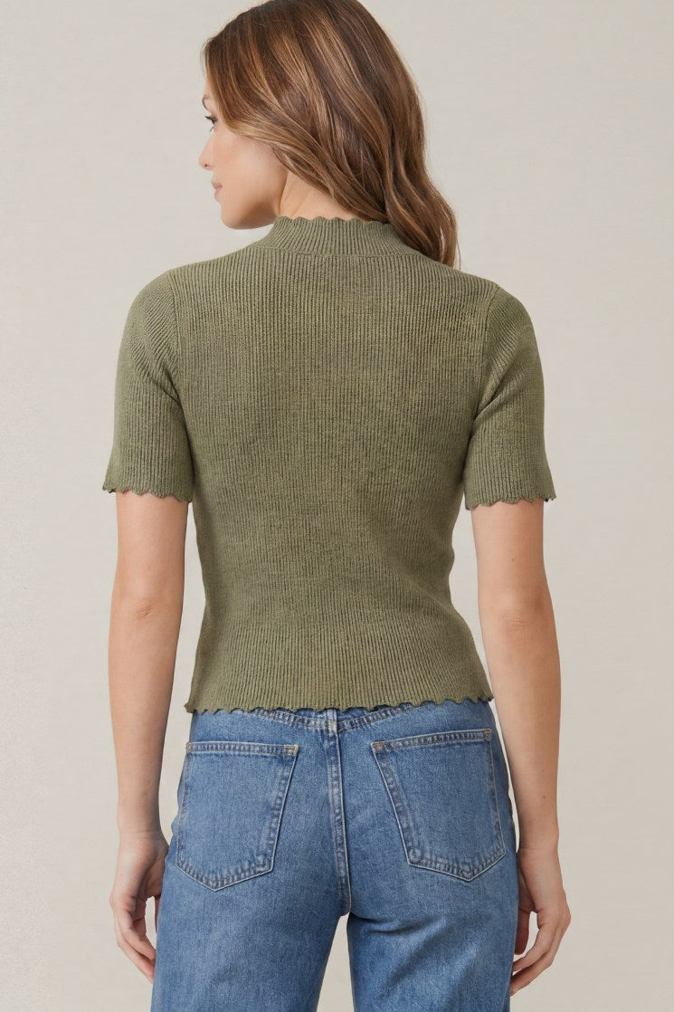 Short Sleeve Scallop Sweater