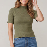 Short Sleeve Scallop Sweater