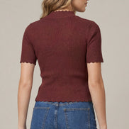 Short Sleeve Scallop Sweater