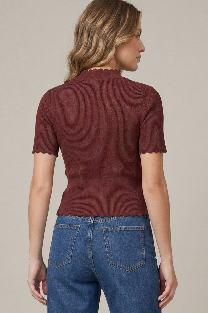 Short Sleeve Scallop Sweater