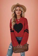 Load image into Gallery viewer, Valentine Heart Knit Sweater Womens Crew Neck Pullover
