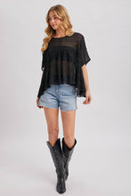 Load image into Gallery viewer, SHEER ASYMMETRIC TEXTURED CAPE TOP
