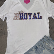 We Are Royals V-Neck Tee w/Sequin Patch