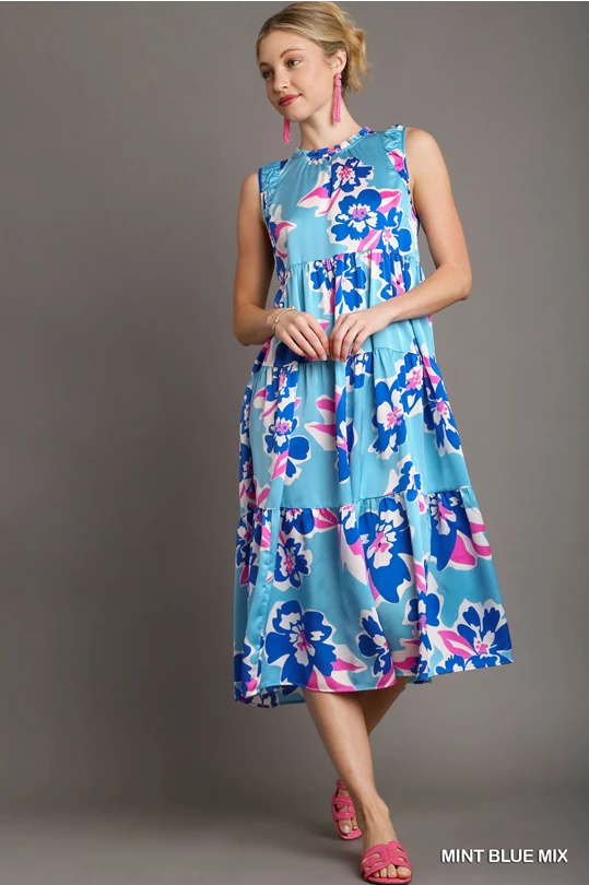 Floral Midi Maxi Dress (Blue)