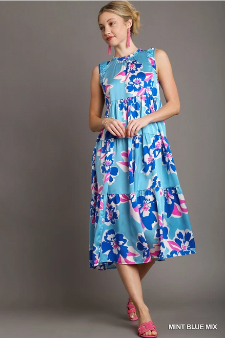 Floral Midi Maxi Dress (Blue)