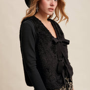 Reversible Tie-Front Fuzzy Vest