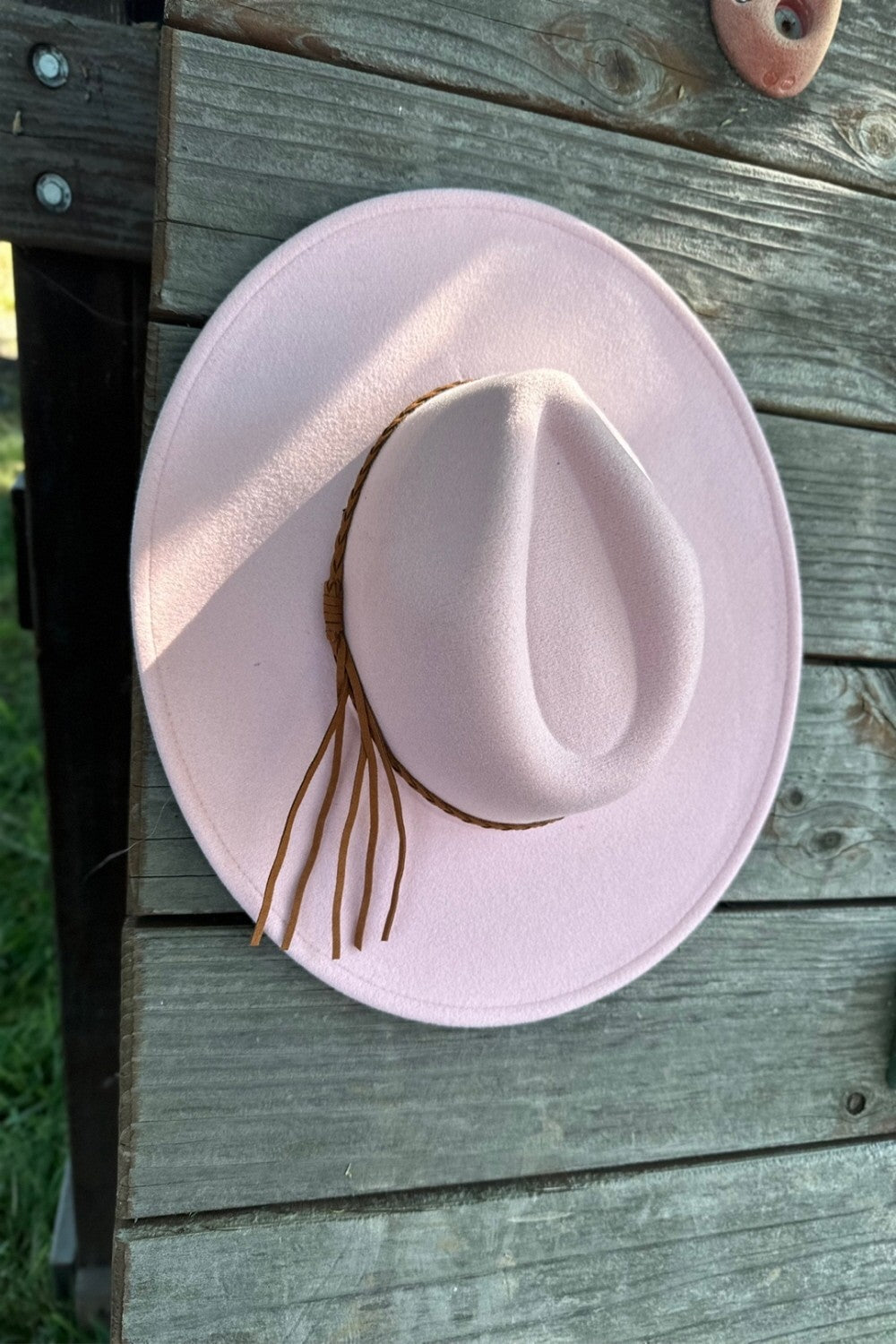 Wide Brim Felt Hat w/Braided Rope Band