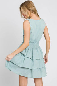Smocked Waist Ruffle Tiered Mini Dress - FD1092