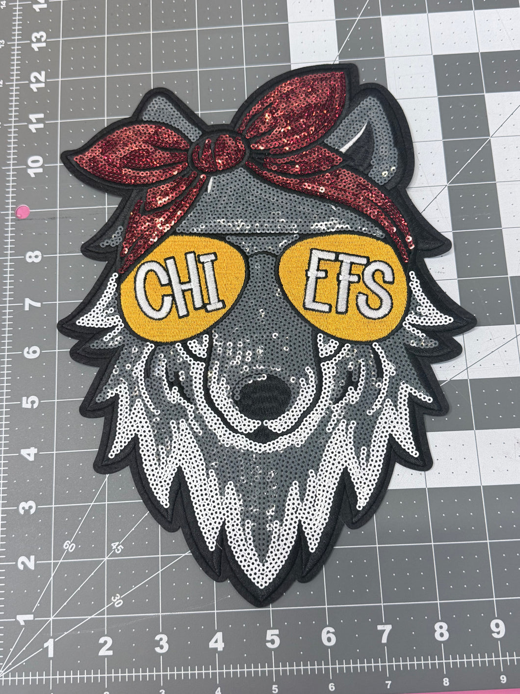 Sequin KC Wolfie (girl) Large Patch