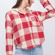 Hooded Plaid Top