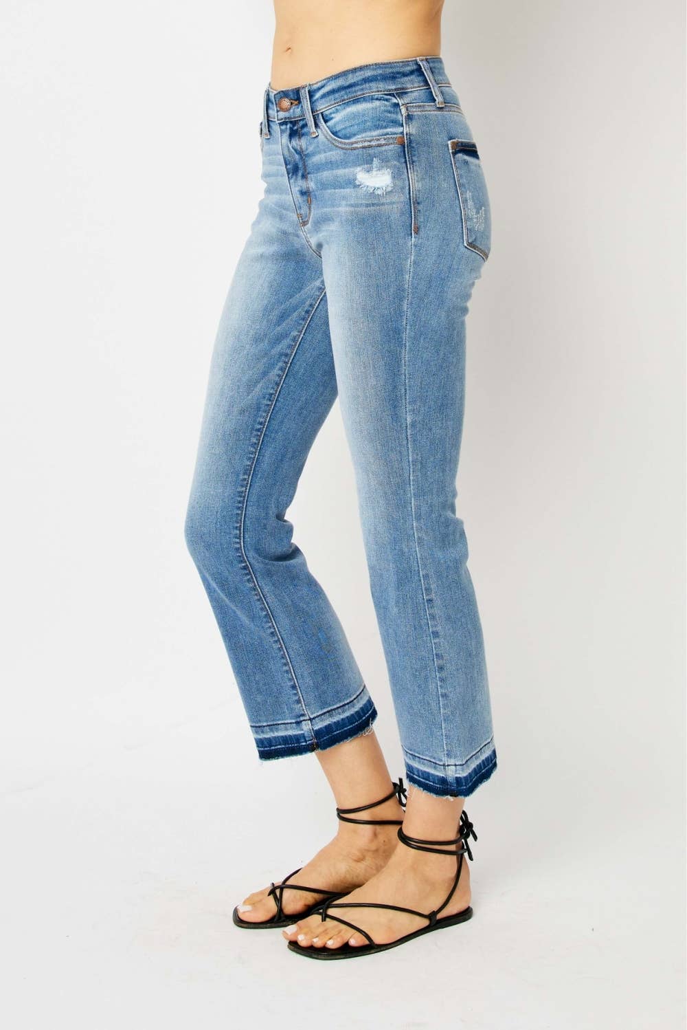 JUDY BLUE MidRise Release Hem Cropped Bootcut - PLUS