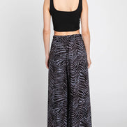 Zebra Design Wide Legged Smocked Pants